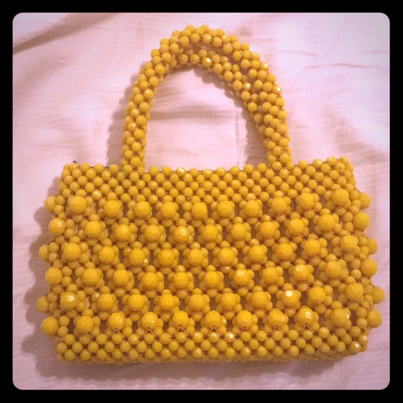yellow beaded bag